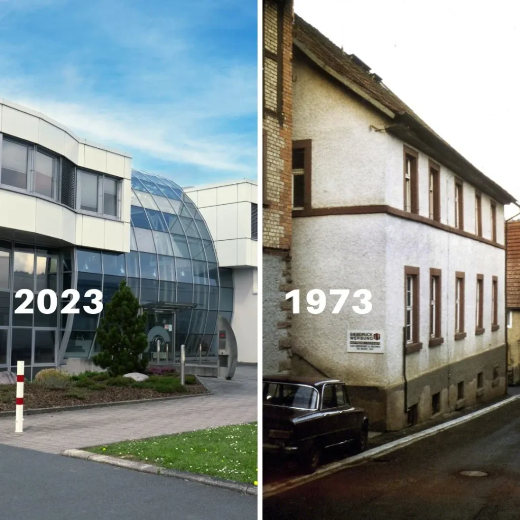 Vergleich Firmengebäude 1973 und 2023